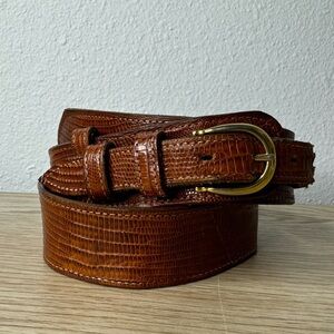 Justin Cognac Genuine Lizard Leather Belt Womens Size 30 Damaged See Description